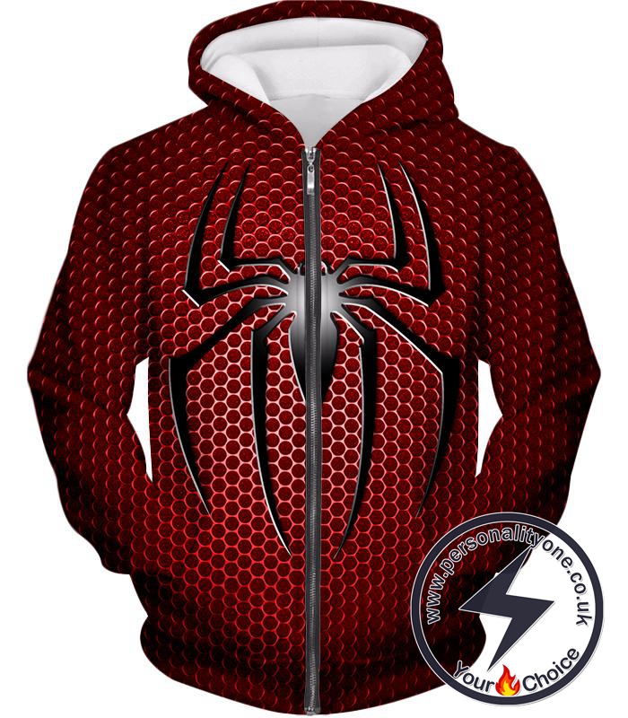 Awesome Spiderman Logo Red Spotted Zip Up Hoodie